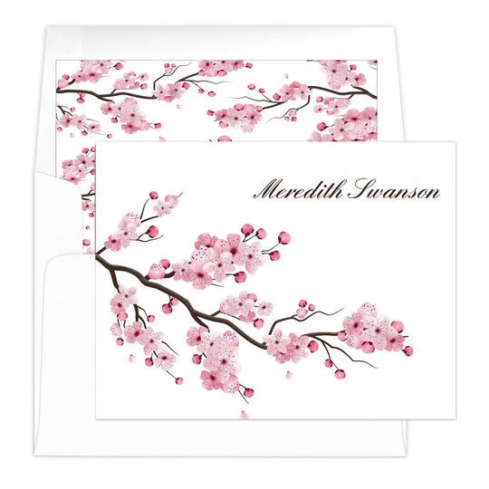 Cherry Blossoms Folded Note Cards